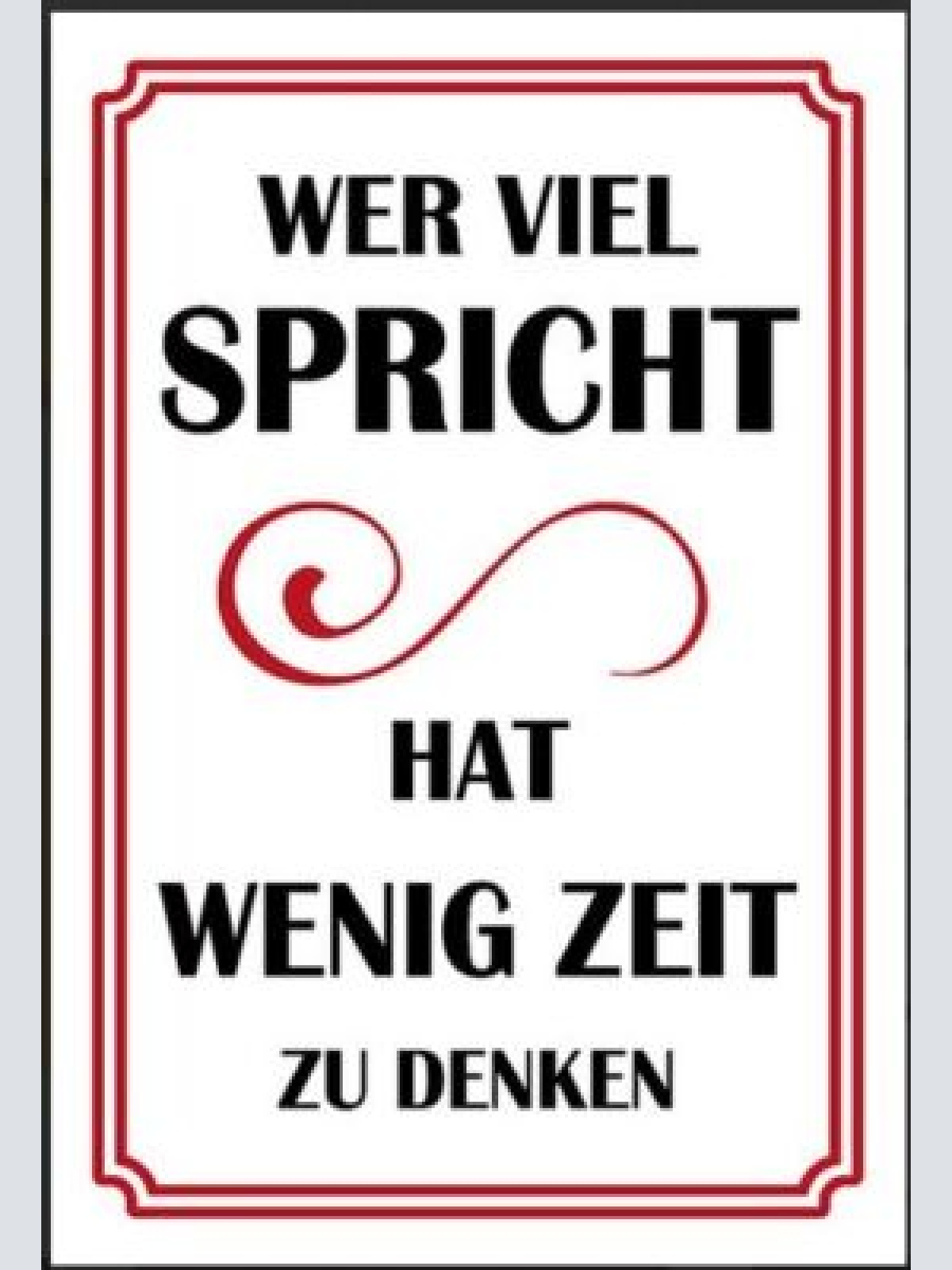Wer viel spricht hat wenig zeit zum denken 12x18/20x30/30x40 blech od holz