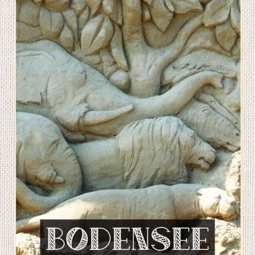 Schild Bodensee Sand Skulptur Tiere D A CH 12x18 20x30 30x40 Blech od. Holz