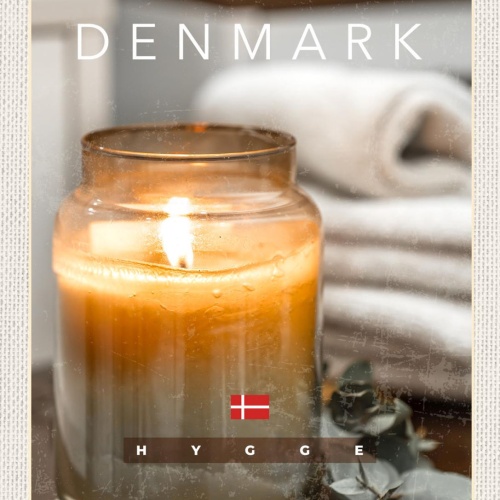 Schild Denmark Dänemark Kerze Dekoration Hygge 12x18 20x30 30x40 Blech/Holz