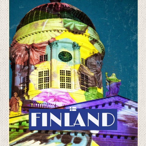 Schild Finland Finnland Lux Helsinki Licht Art Show 12x18 20x30 30x40 Blech/Holz
