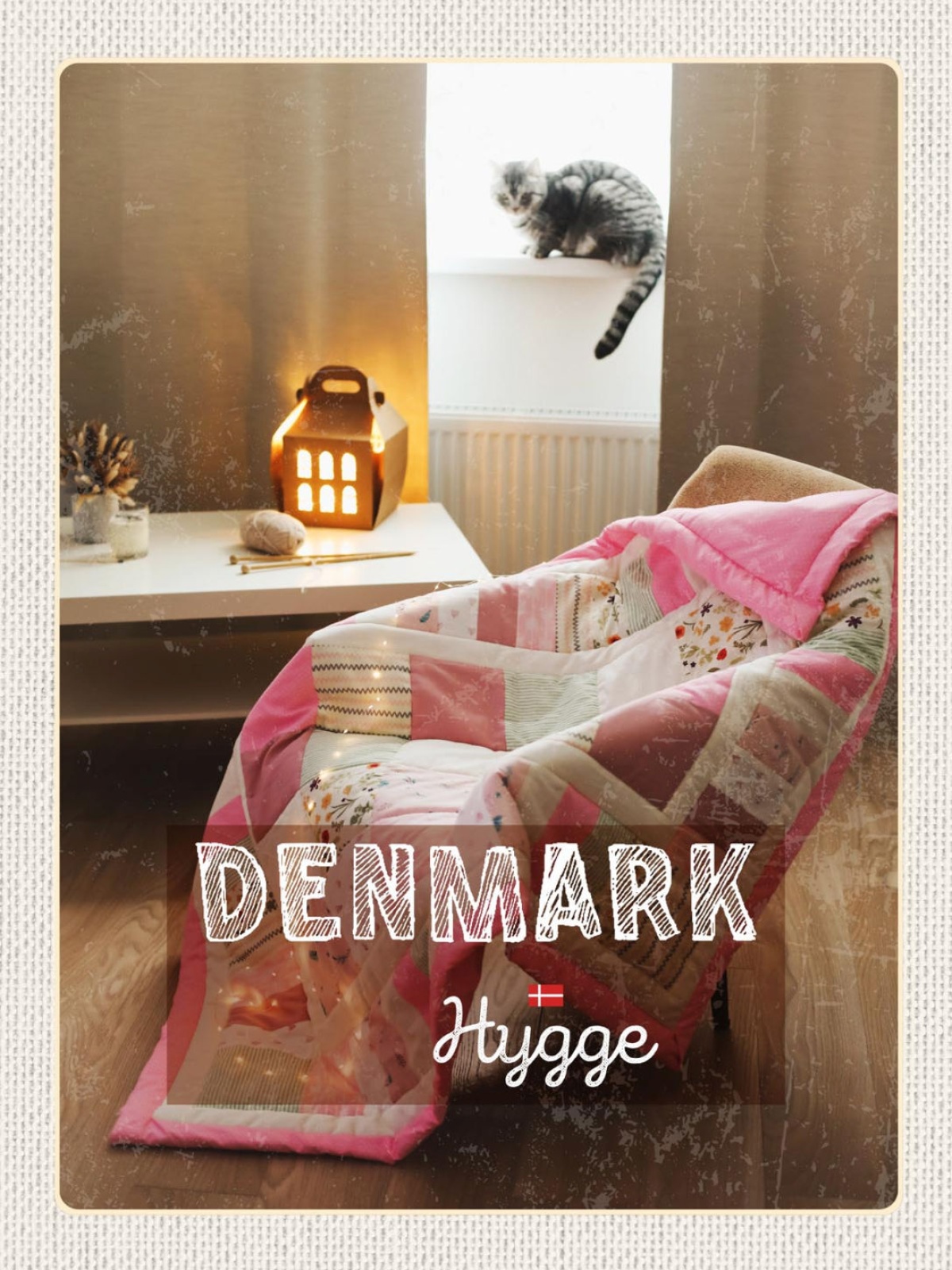 Schild Denmark Dänemark Stricken Eck Katze Hygge 12x18 20x30 30x40 Blech/Holz