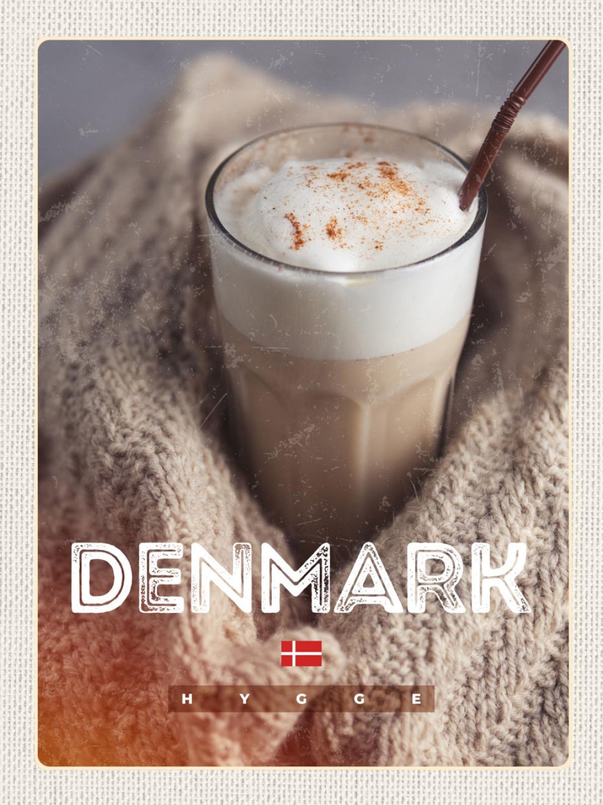Schild Denmark Dänemark Café Latte Kaffee Hygge 12x18 20x30 30x40 Blech/Holz