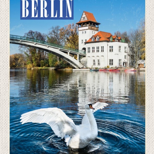 Schild Berlin Deutschland Abteibrücke Schwan 12x18 20x30 30x40 Blech od. Holz
