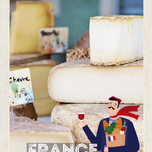 Schild France Frankreich Käse Spezialitäten 12x18 20x30 30x40 Blech/Holz