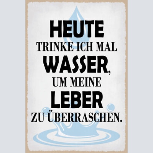 Nostalgie schild wasser leber alkohol 12x18 / 20x30 / 30x40 blech od. holz
