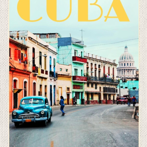 Schild Cuba Kuba Havanna Stadt Auto Oldtimer 12x18 20x30 30x40 Blech od. Holz