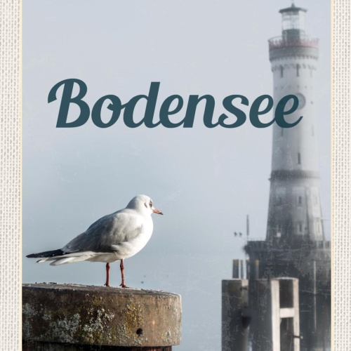 Schild Bodensee Möwe Leuchtturm D Ö CH 12x18 20x30 30x40 Blech od. Holz