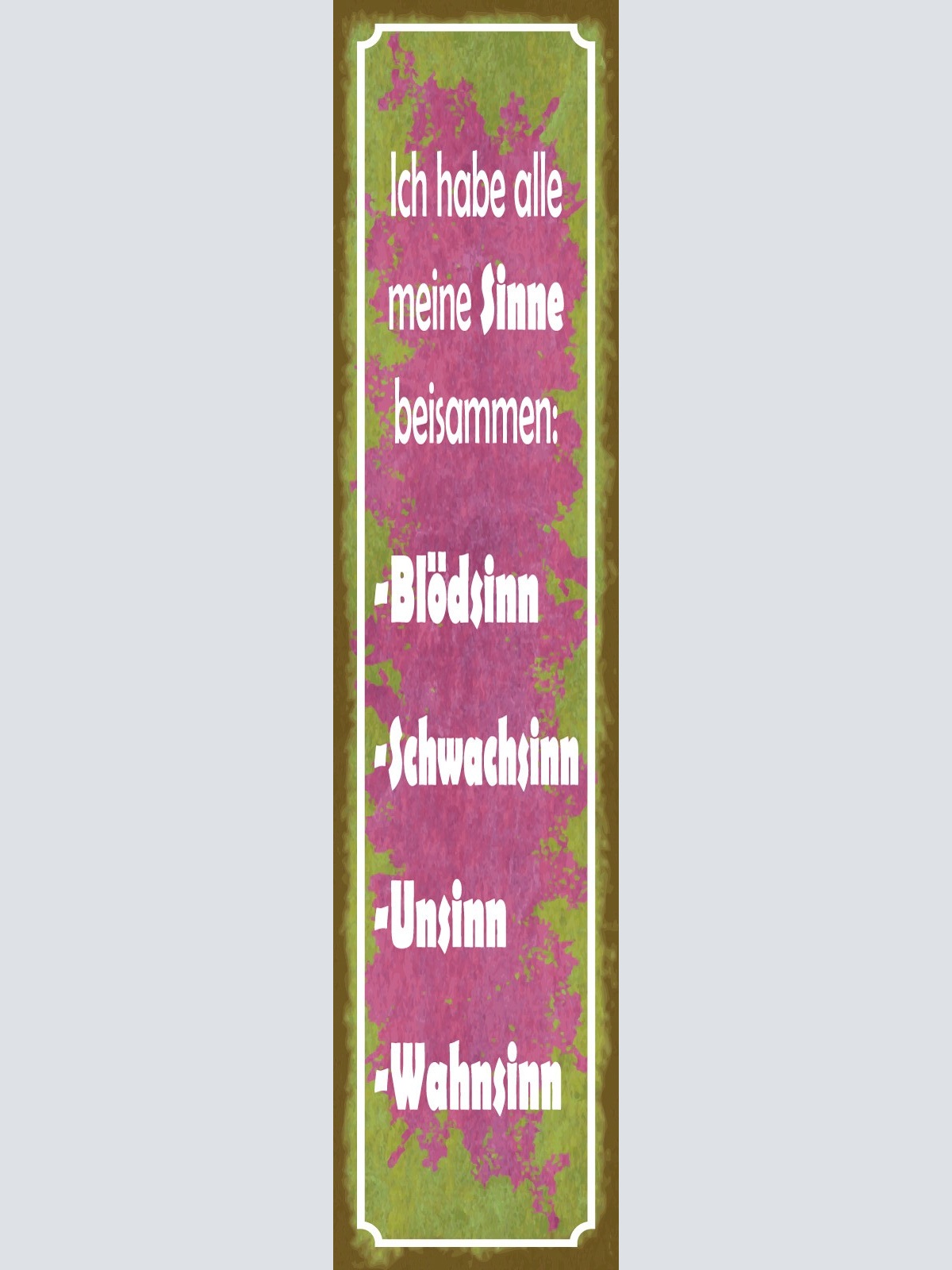 Schild Alle Meine Sinne Beisammen Blödsinn Unsinn Wahnsinn 46 x 10 Blech od.Holz
