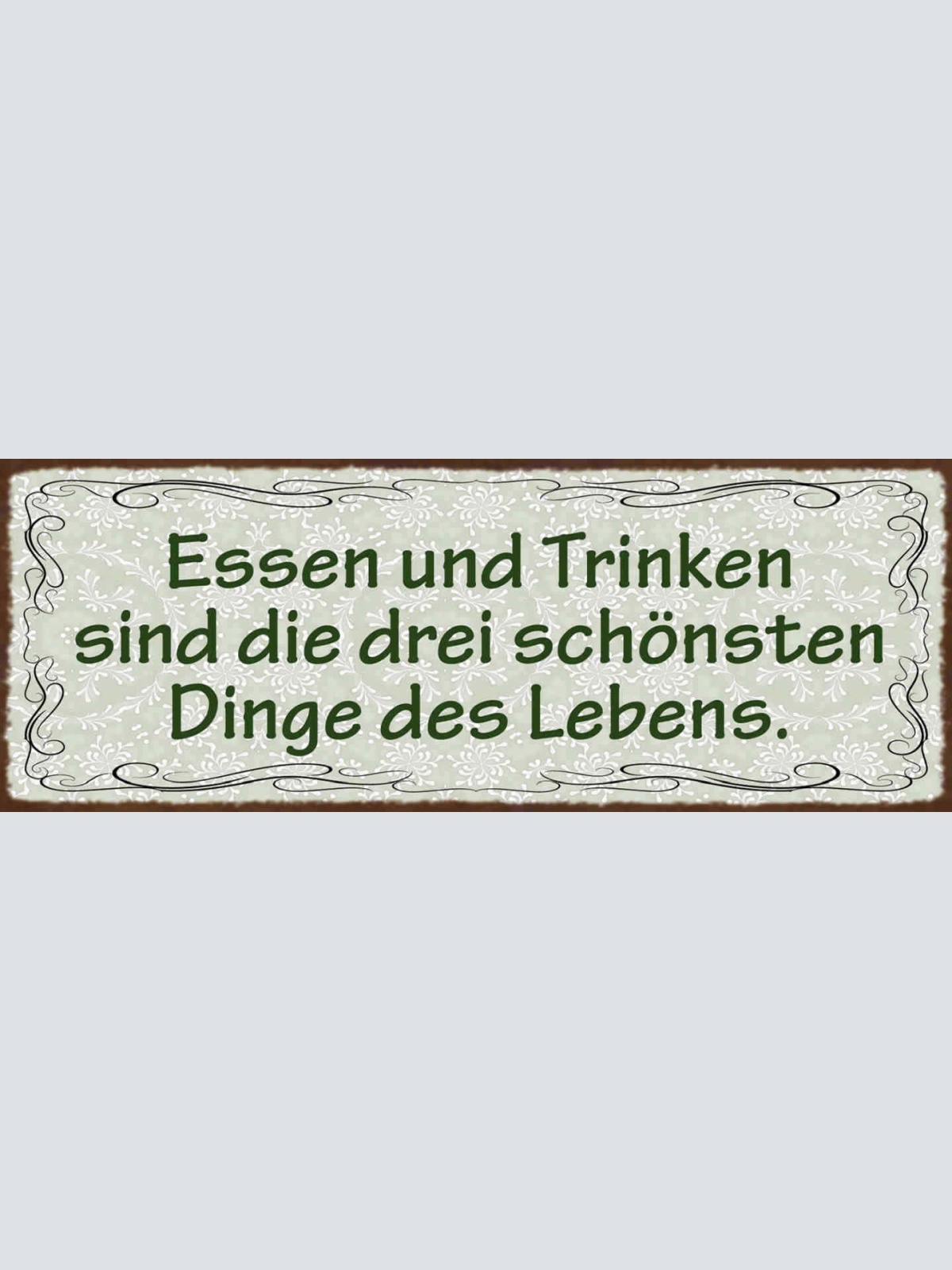 Schild Essen & Trinken Sind Die 3 Schönsten Dinge Des Lebens 27x10 Blech od.Holz