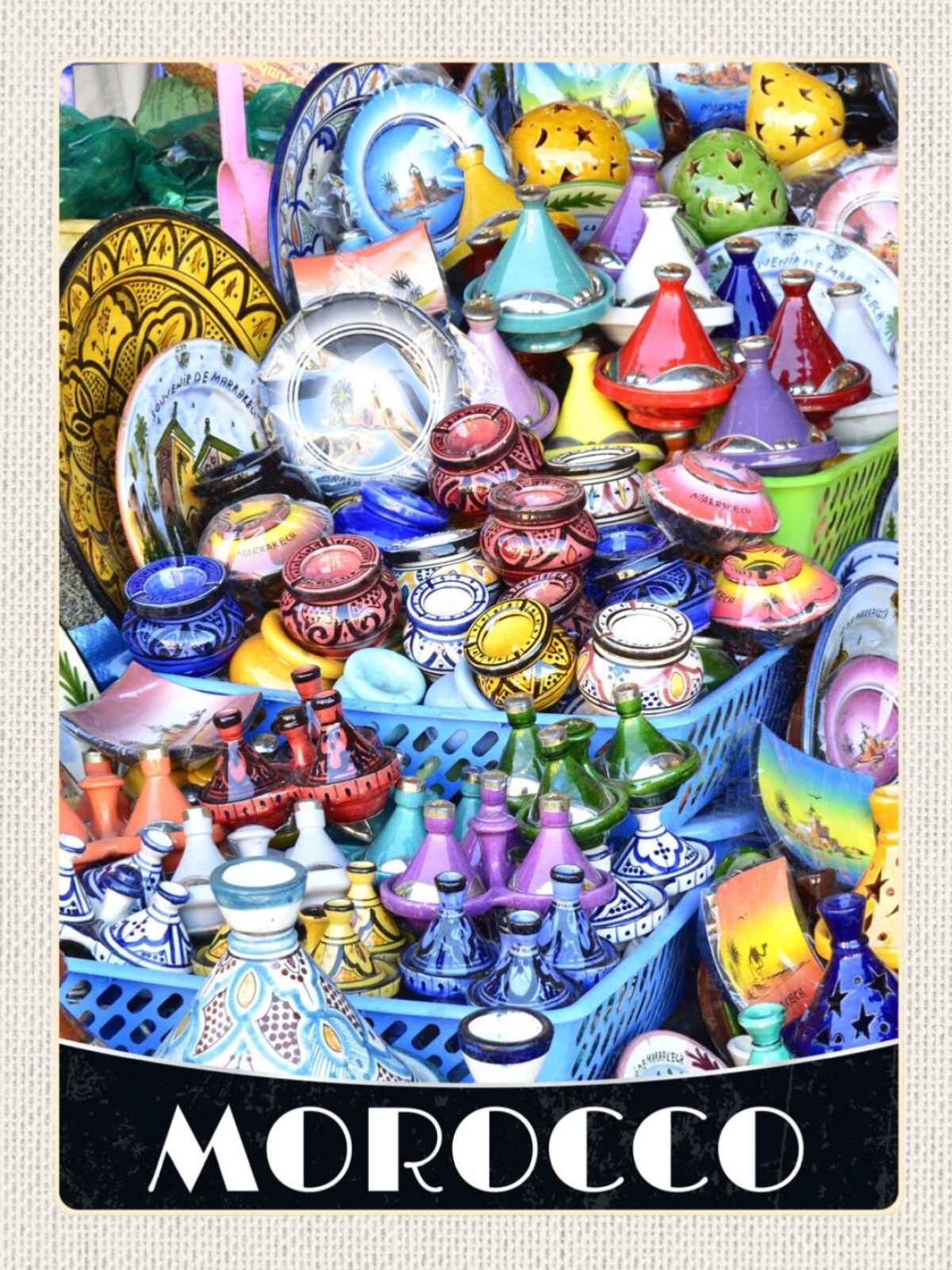 Schild Morocco Marokko Tagine Keramik Markt 12x18 20x30 30x40 Blech od. Holz