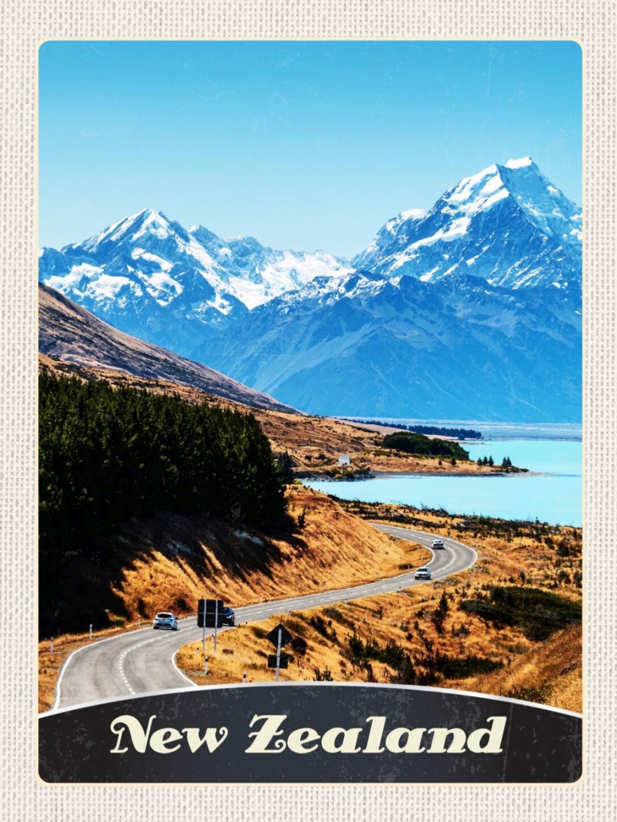 Schild New Zealand Neuseeland Mount Cook Berg 12x18 20x30 30x40 Blech od. Holz