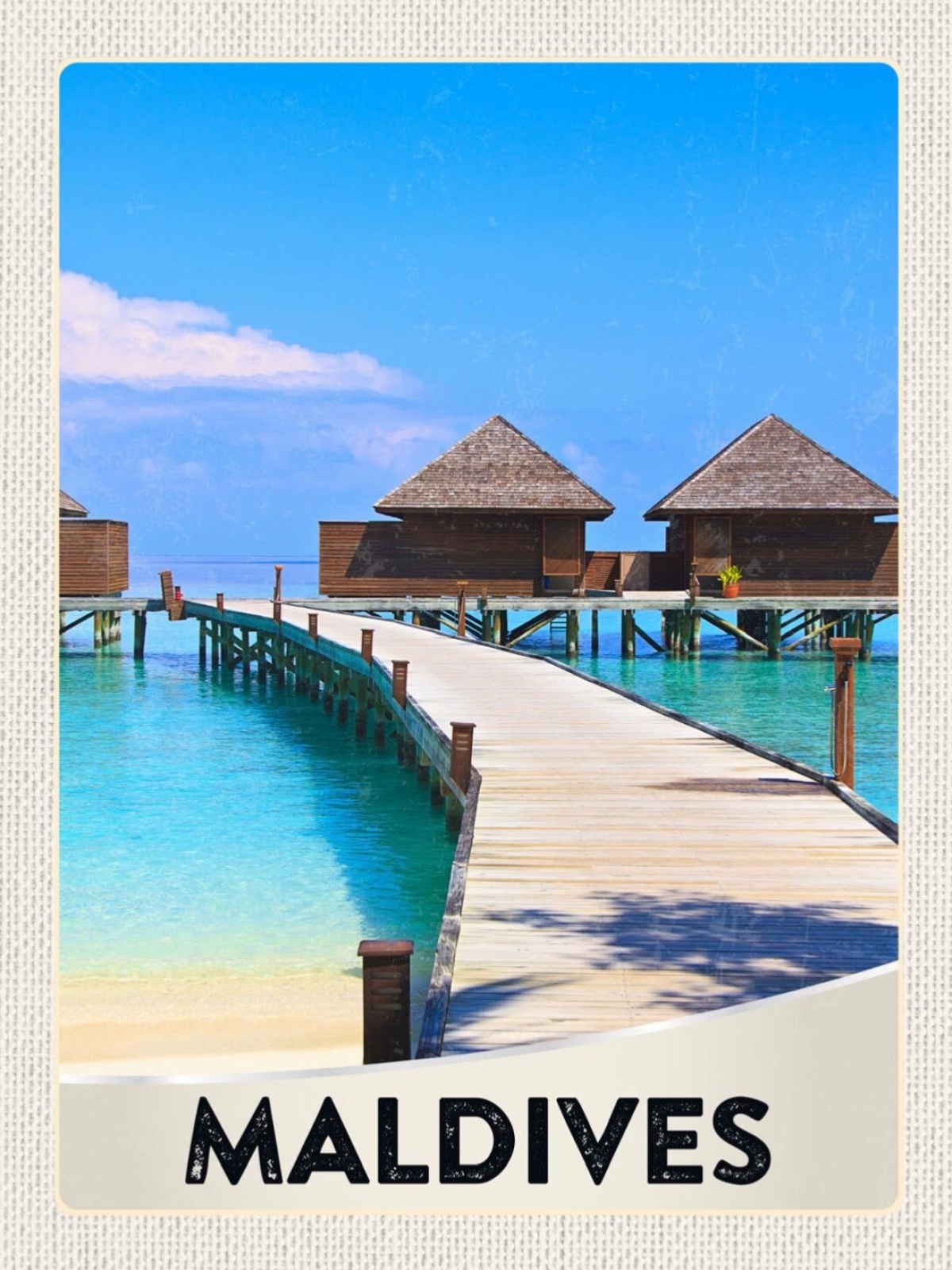 Schild Maldives Malediven Insel Strand Meer 12x18 20x30 30x40 Blech od. Holz