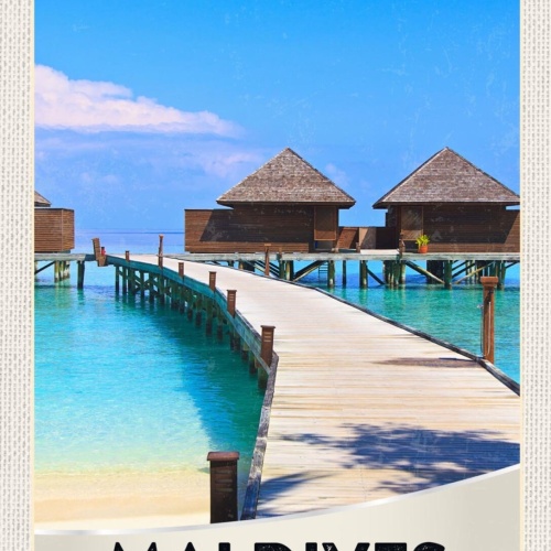Schild Maldives Malediven Insel Strand Meer 12x18 20x30 30x40 Blech od. Holz