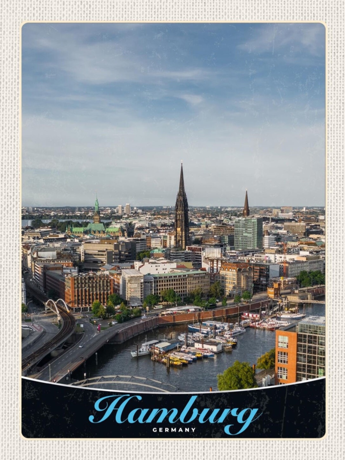 Schild Hamburg Germany Stadt Ansicht Deutschland 12x18 20x30 30x40 Blech/Holz