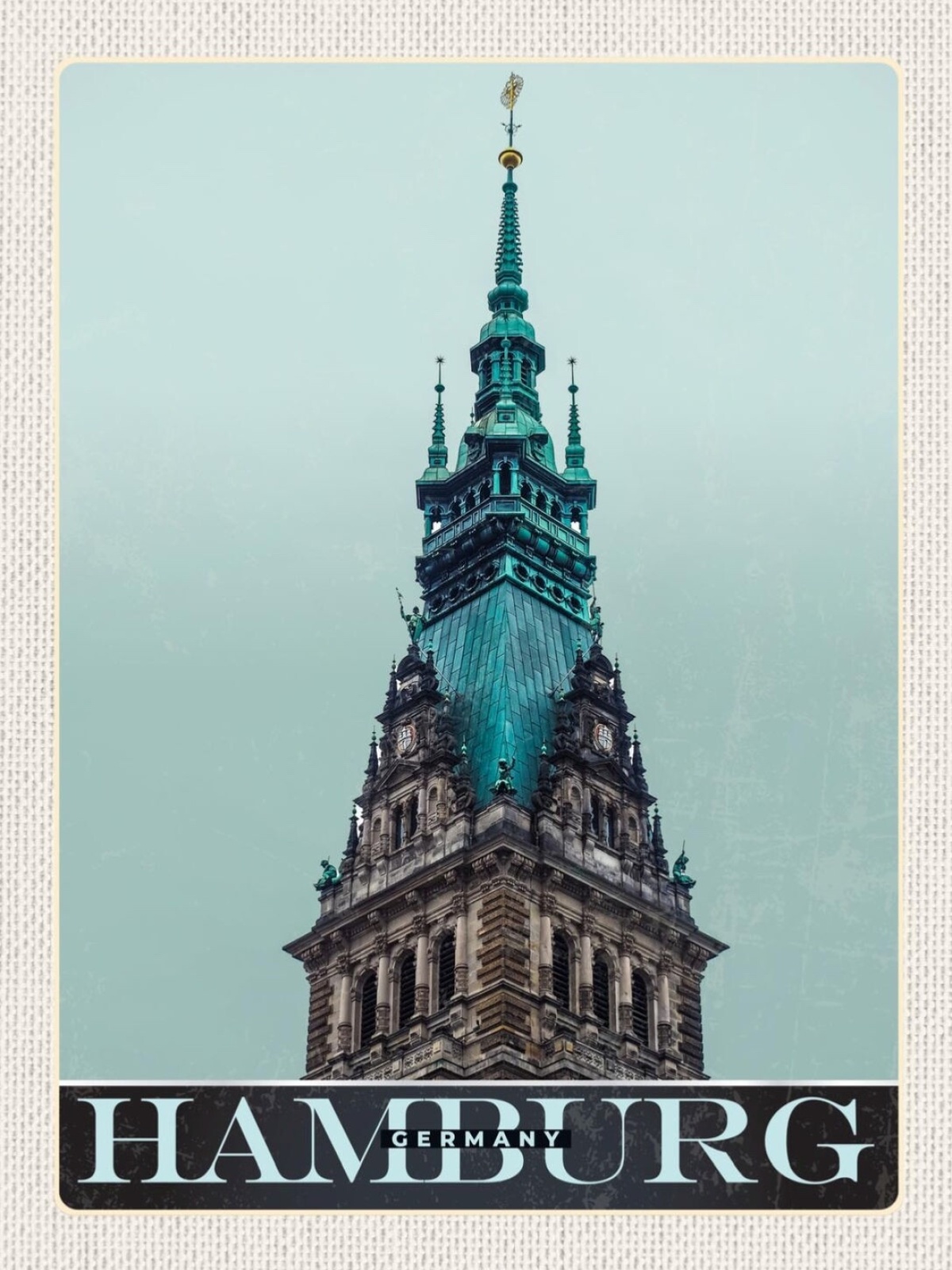 Schild Hamburg Germany Rathaus Turm Deutschland 12x18 20x30 30x40 Blech/Holz