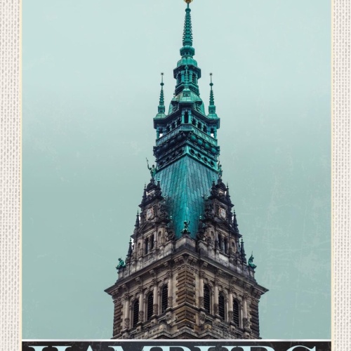 Schild Hamburg Germany Rathaus Turm Deutschland 12x18 20x30 30x40 Blech/Holz