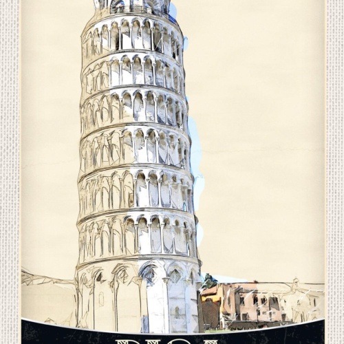 Schild Pisa Italy Italien Schiefer Turm Gebäude 12x18 20x30 30x40 Blech/Holz