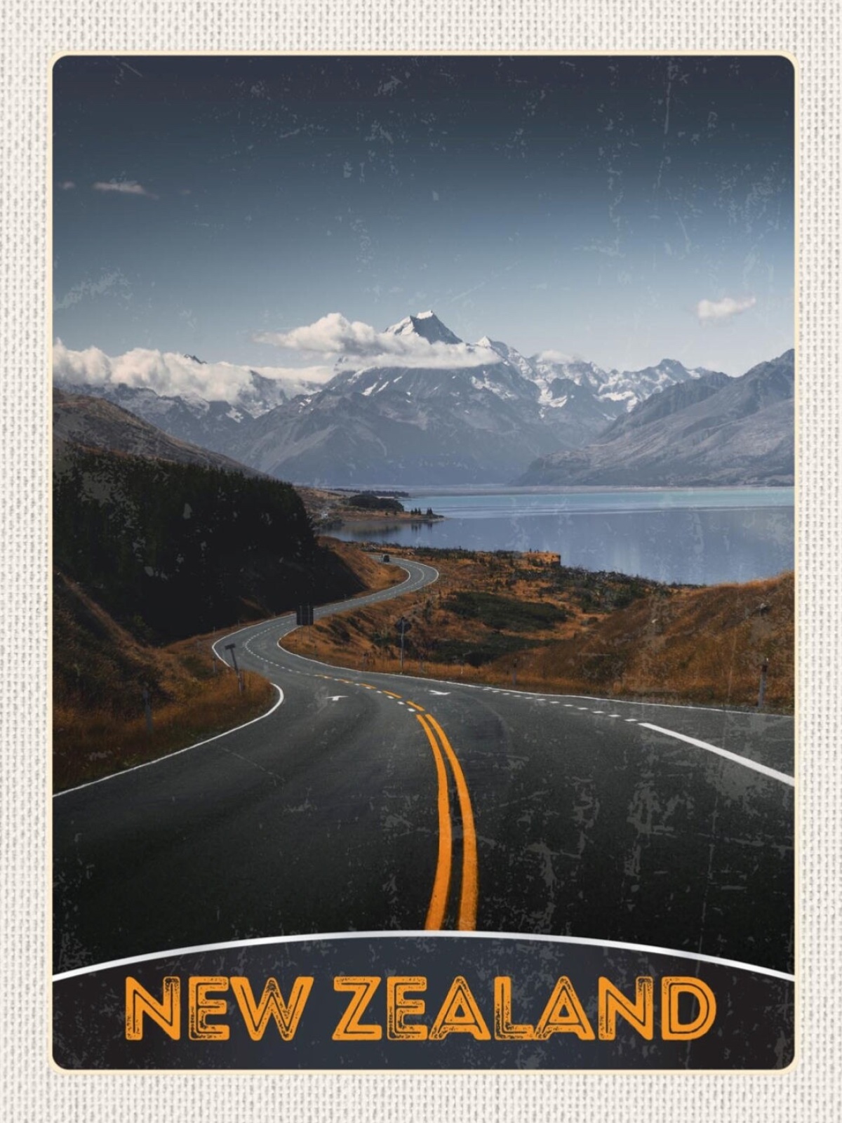 Schild New Zealand Neuseeland Mount Cook Berg 12x18 20x30 30x40 Blech od. Holz