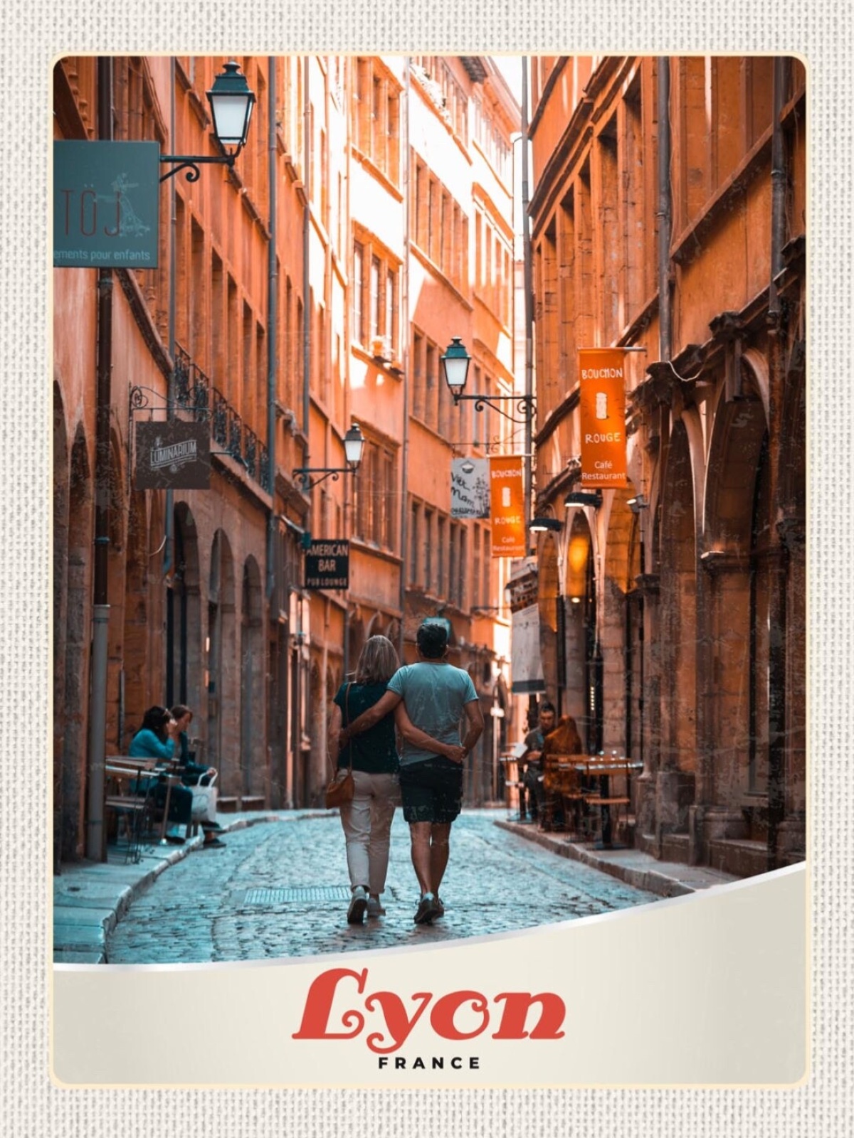 Schild Lyon France Stadt Paar Gasse Frankreich 12x18 20x30 30x40 Blech/Holz
