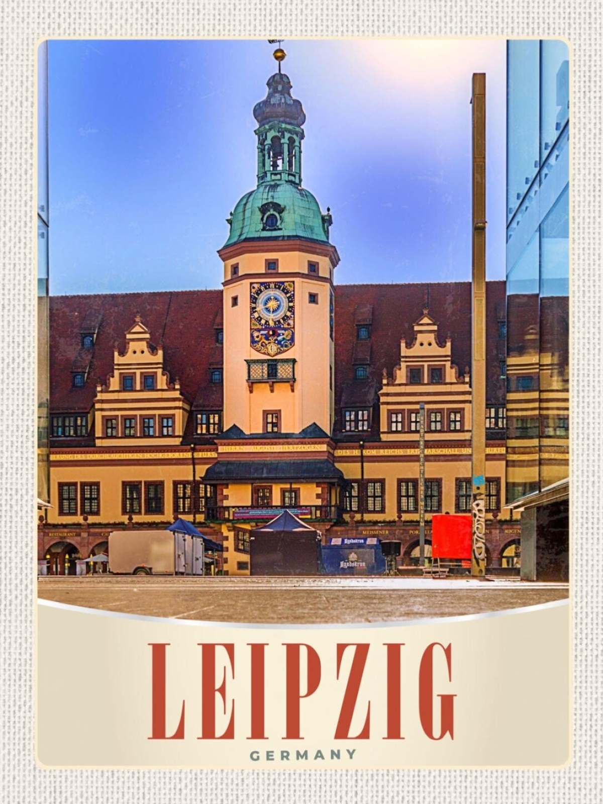 Schild Leipzig Germany Altes Rathaus Deutschland 12x18 20x30 30x40 Blech/Holz