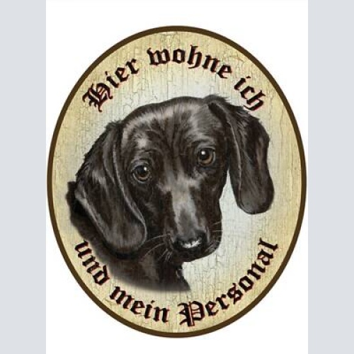 Kuk nostalgie türschild dackel schwarz hier wohne ich und mein personal