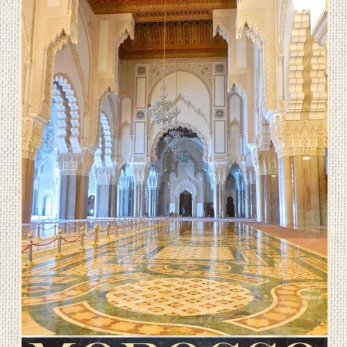 Schild Morocco Marokko Moschee Casablanca 12x18 20x30 30x40 Blech od. Holz