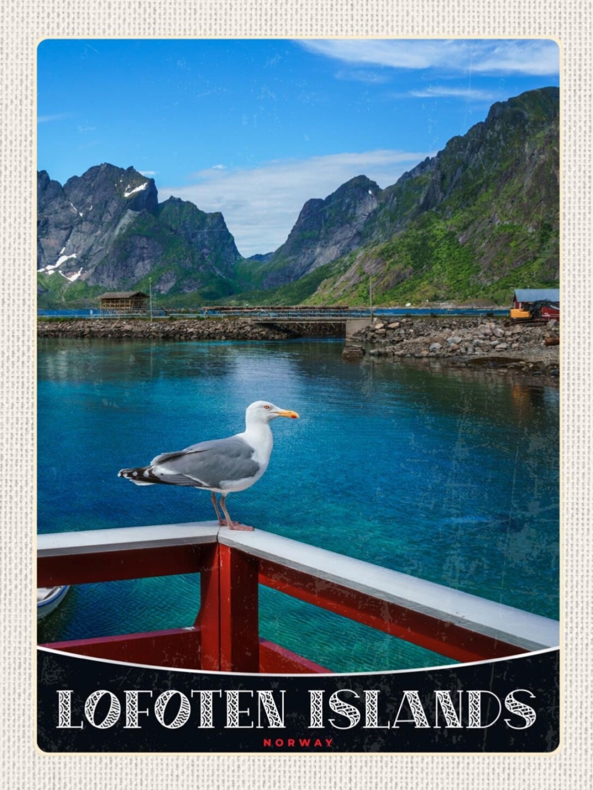 Schild Lofoten Islands Norway Norwegen Inseln Vogel 12x18 20x30 30x40 Blech/Holz