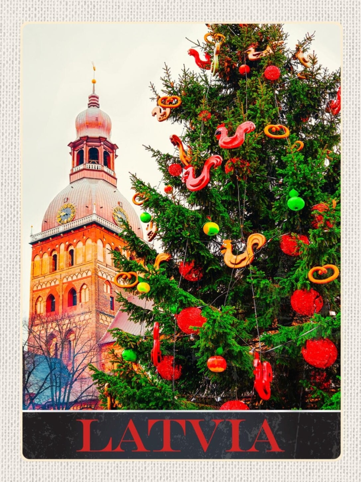 Schild Latvia Lettland Riga Dom Kirche Stadt Baum 12x18 20x30 30x40 Blech/Holz