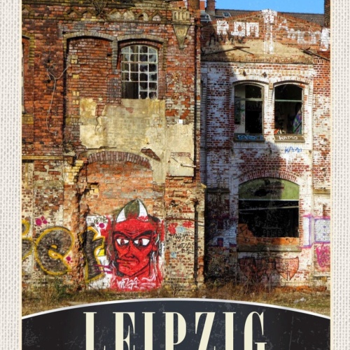 Schild Leipzig Germany Deutschlan Gebäude Graffiti 12x18 20x30 30x40 Blech/Holz