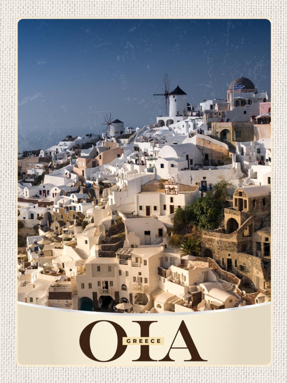 Schild Oia Greece Griechenland Santorin Stadt 12x18 20x30 30x40 Blech od. Holz