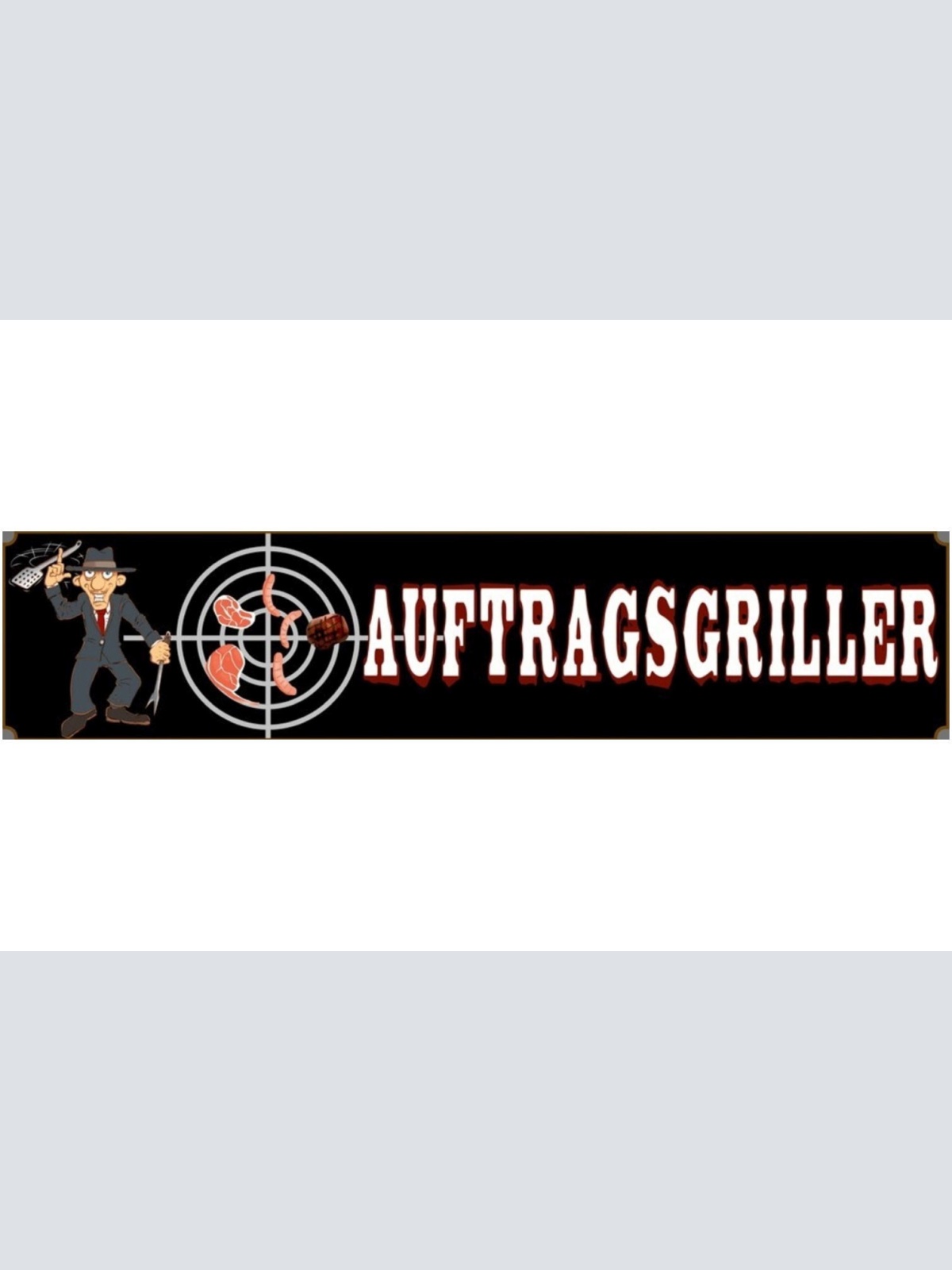 Schild Auftragsgriller Grillen BBQ Fleisch Wurst Grill 46 x 10 Blech od. Holz