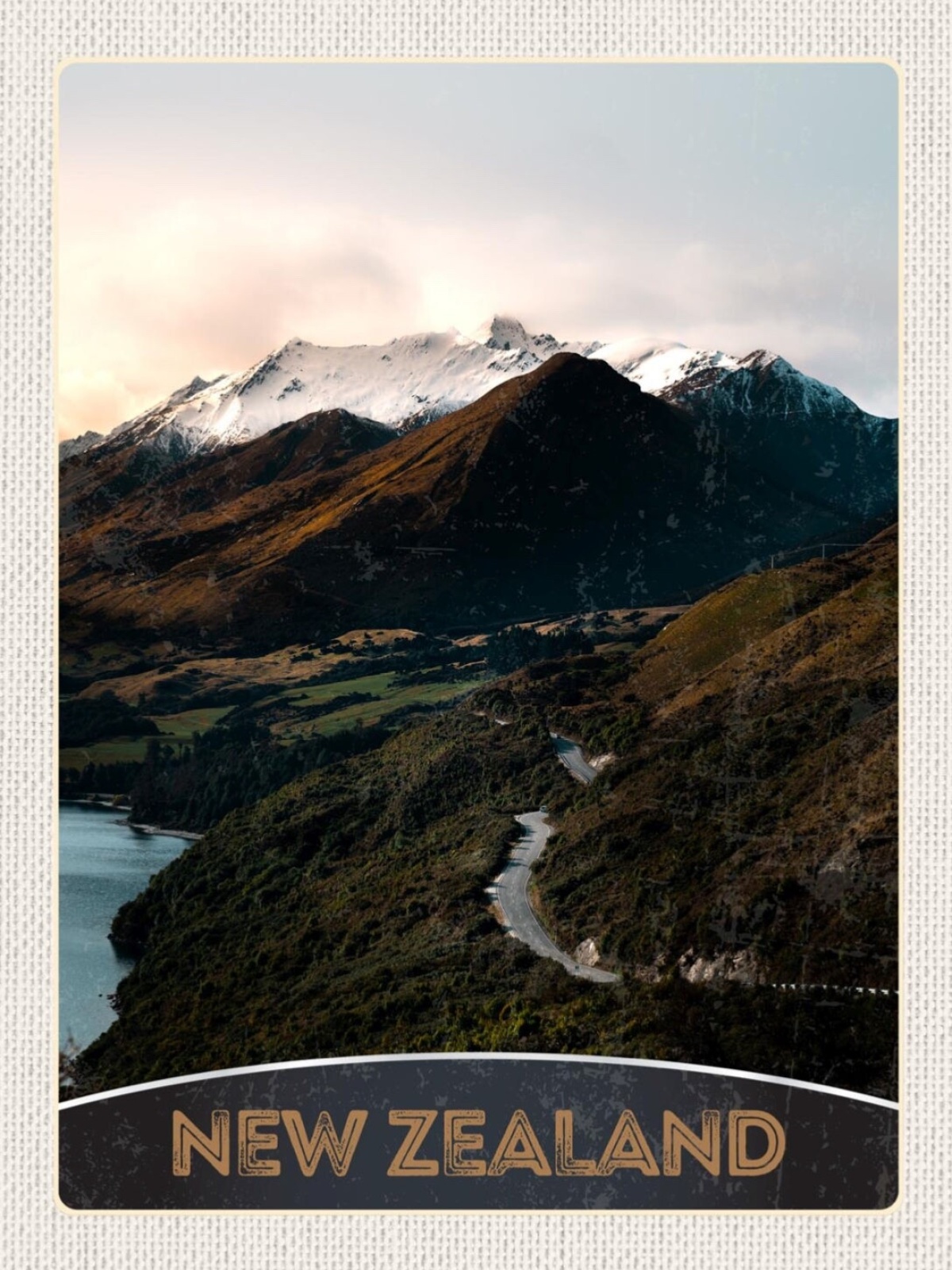 Schild New Zealand Neuseeland Landschaft Berg 12x18 20x30 30x40 Blech/Holz