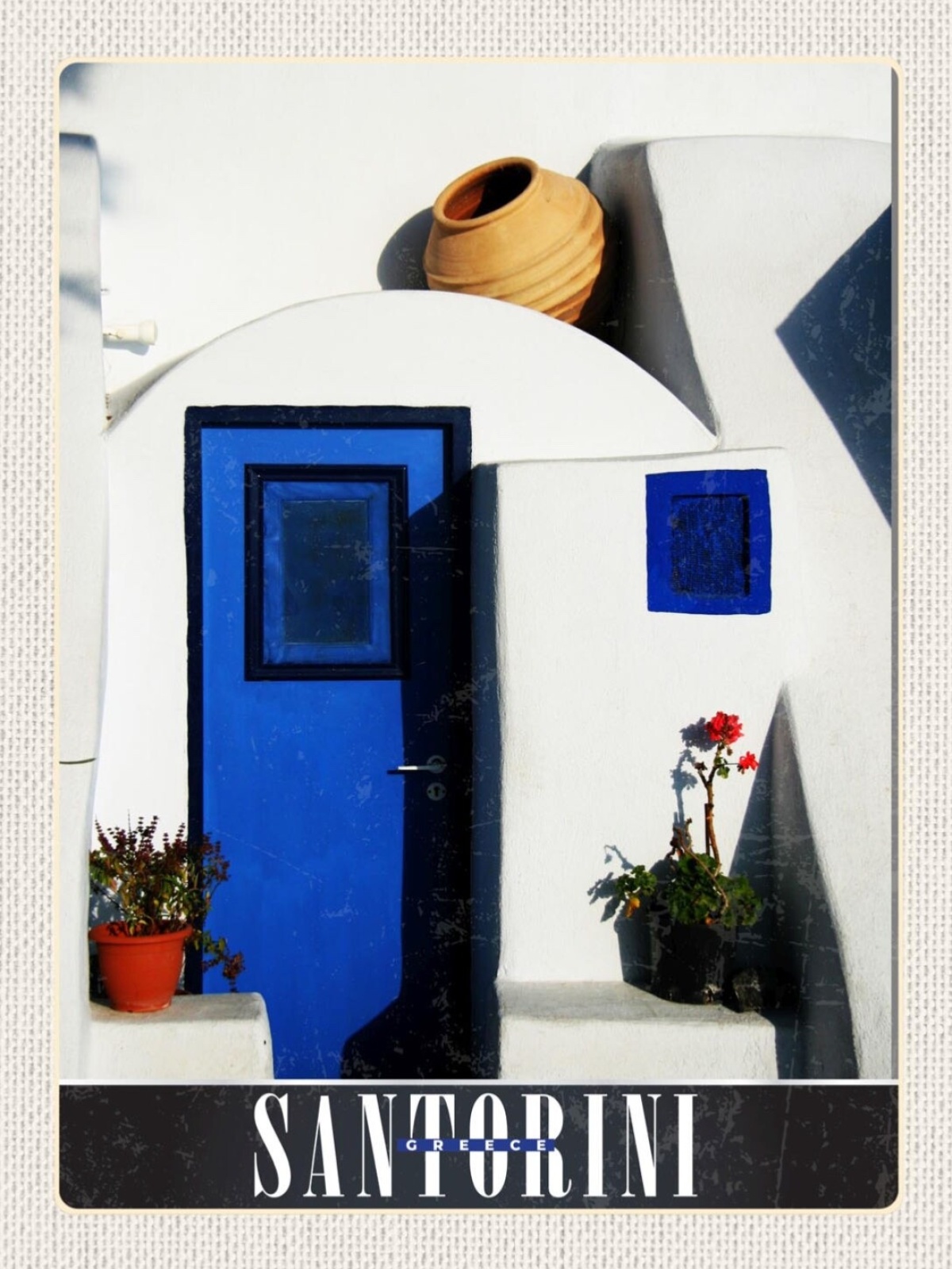 Schild Santorini Greece Griechenland Haus Eingang 12x18 20x30 30x40 Blech/Holz