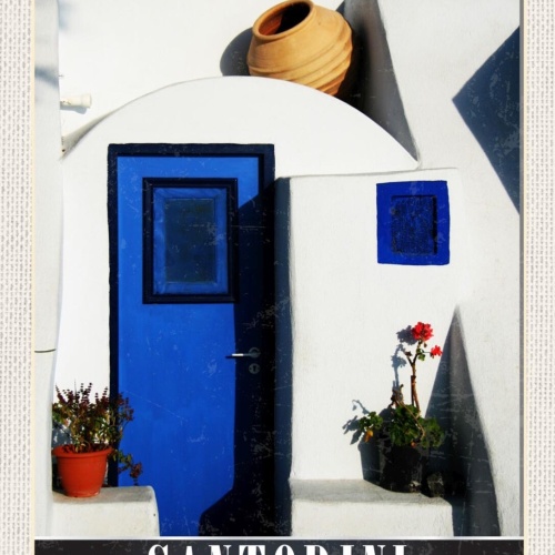 Schild Santorini Greece Griechenland Haus Eingang 12x18 20x30 30x40 Blech/Holz