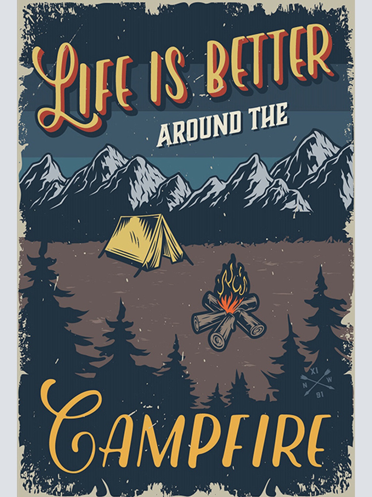 Schild Spruch Life is better around campfire Leben ist besser ums Lagerfeuer JW