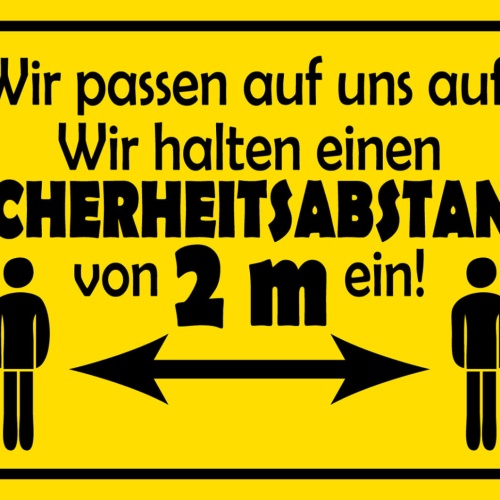 Schild Spruch Wir passen auf uns auf Sicherheitsabstand 2m Hygiene JW
