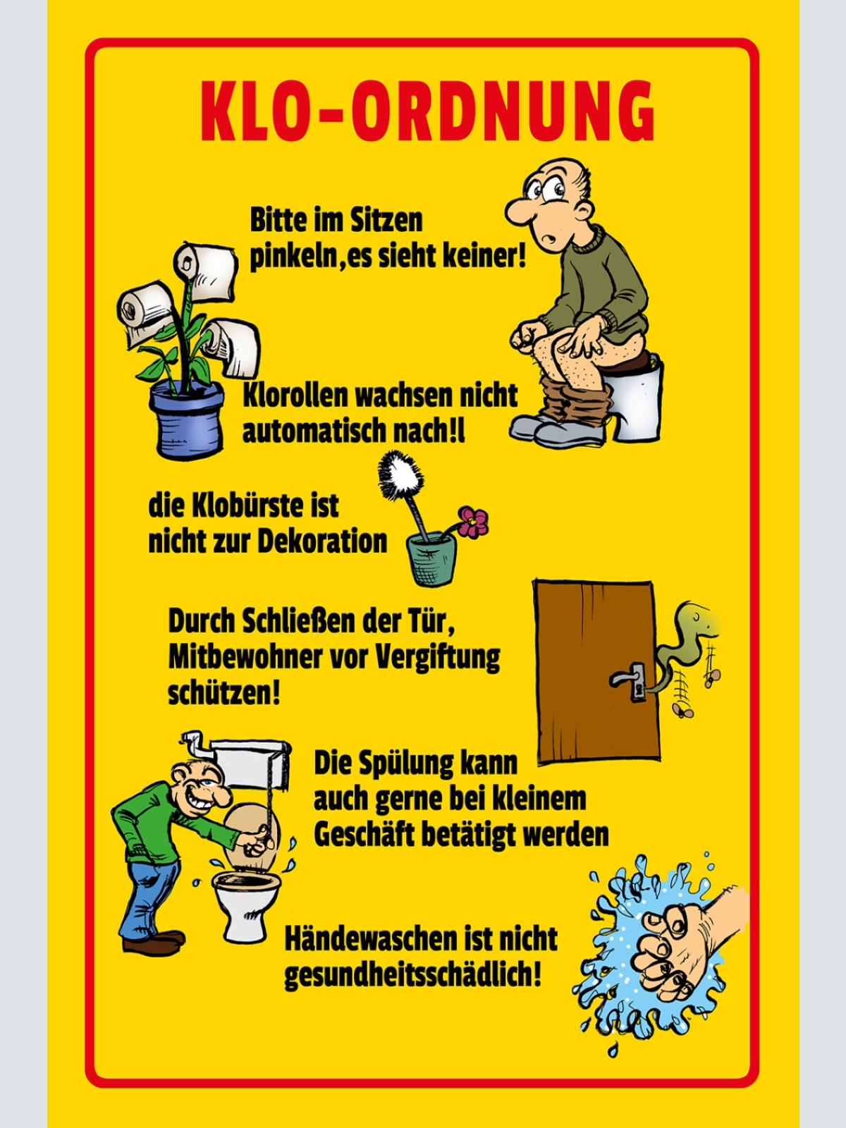 Schild Spruch Klo Ordnung Bitte im Sitzen pinkeln es sieht keiner JW