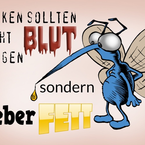 Schild Spruch Mücken sollten nicht Blut saugen sondern lieber Fett JW