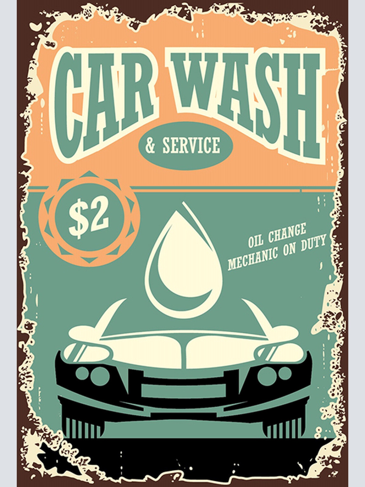 Schild Spruch Carwash and Service Autowaschanlage Comic JW