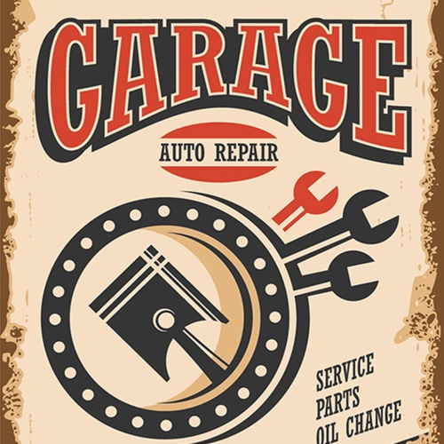 Schild Spruch Garage Auto Repair Service Parts Autowerkstatt Comic JW