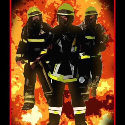 Schild Spruch Feuerwehr Wir machen Hausbesuche Arbeit JW