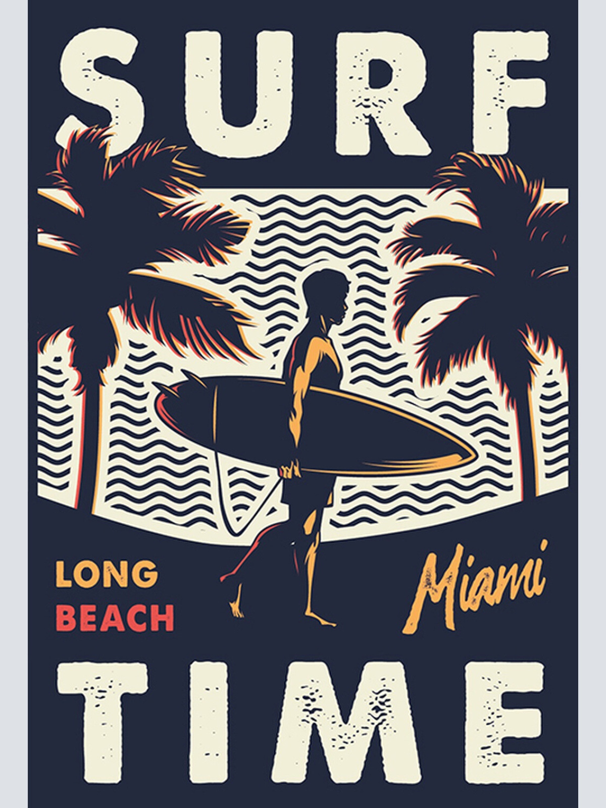 Schild Spruch Surf Time Zeit zu surfen Long Beach Miami USA Comic Sport JW