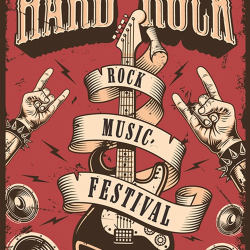 Schild Spruch Hard Rock Rock Music Festival Comic Musik JW
