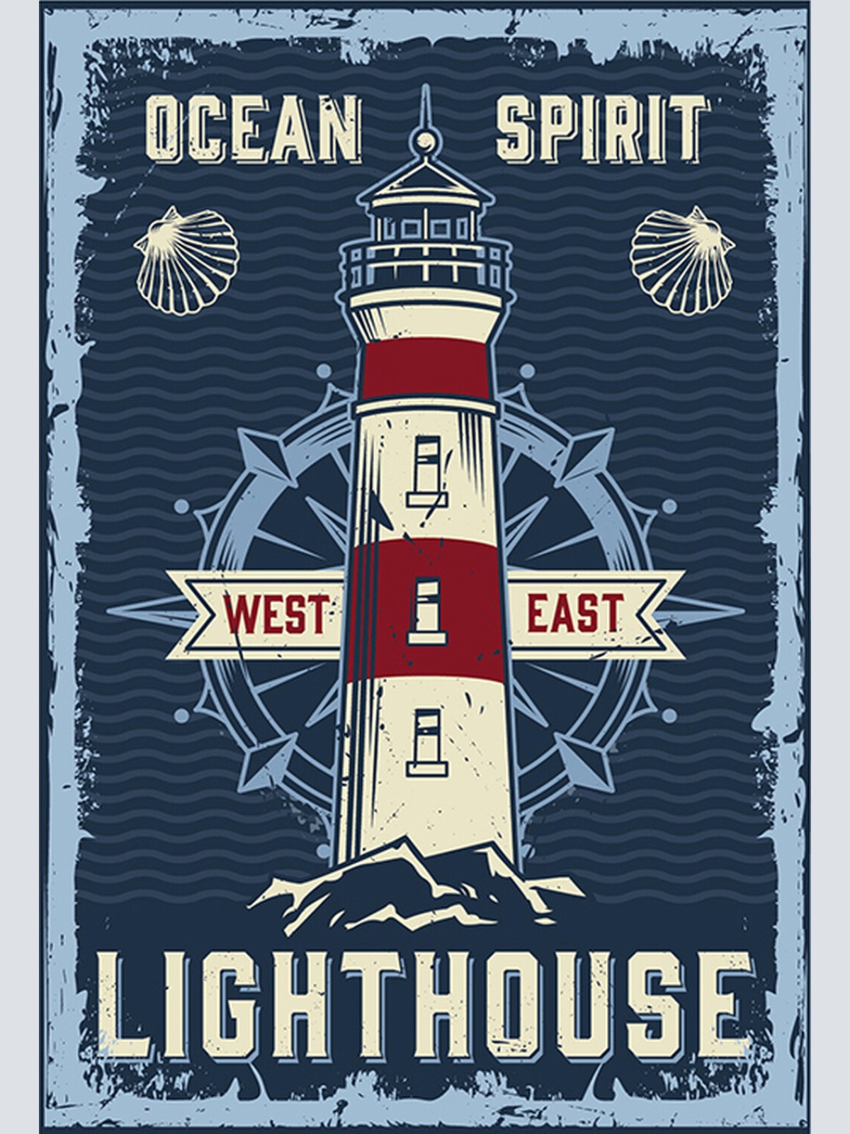 Schild Spruch Ocean Spirit Meeresgeist Lighthouse Leuchtturm Comic JW
