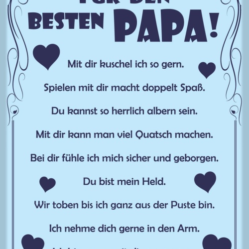 Schild Spruch Für den besten Papa Vater Danke dass du immer für mich da bist JW