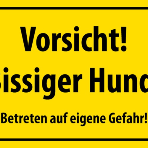 Schild Spruch Vorsicht Bissiger Hund Betreten auf eigene Gefahr Warnung JW