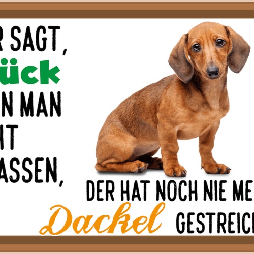 Schild Spruch Wer sagt Glück nicht anfassen hat nie Dackel gestreichelt JW