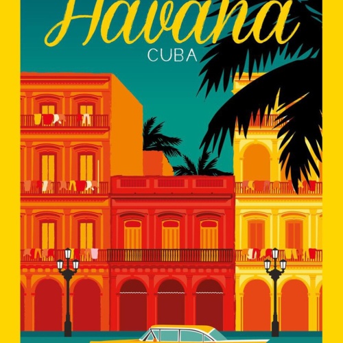 Schild Spruch Havana Cuba Havanna Kuba Auto Oldtimer Comic JW