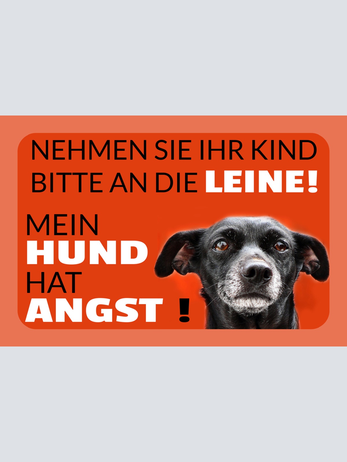 Schild Spruch Nehmen sie ihr Kind bitte an die Leine Mein Hund hat Angst JW