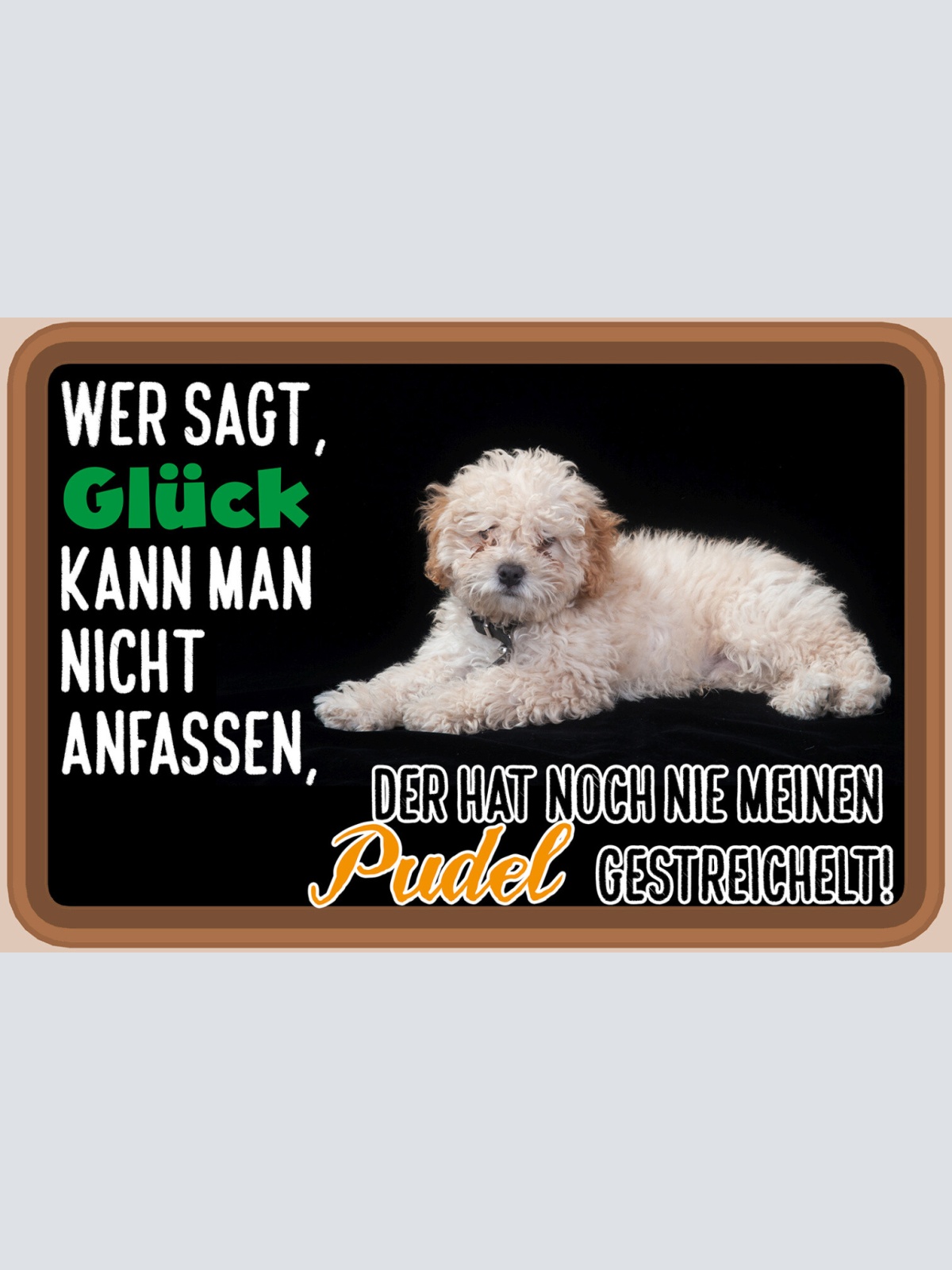 Schild Spruch Wer sagt Glück nicht anfassen hat nie Pudel gestreichelt JW